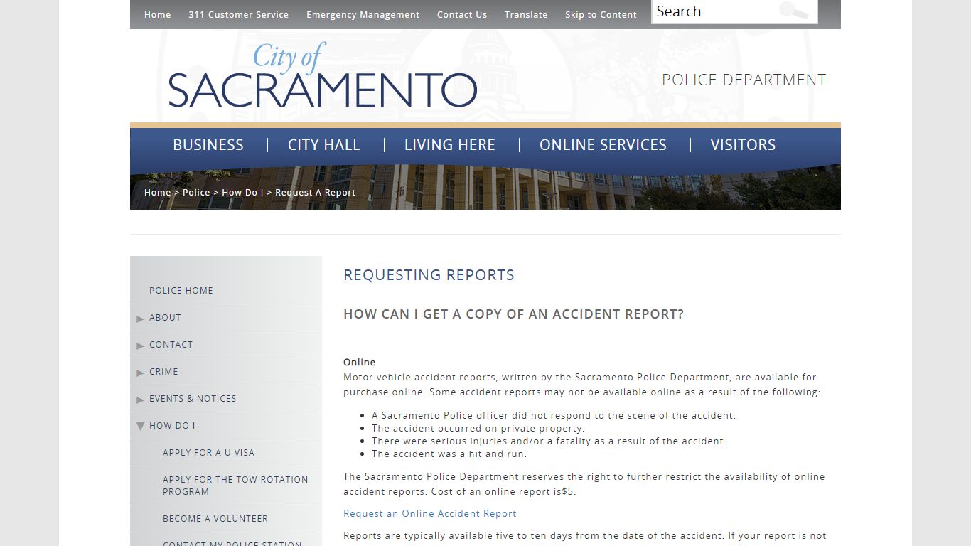 Request A Report - City of Sacramento