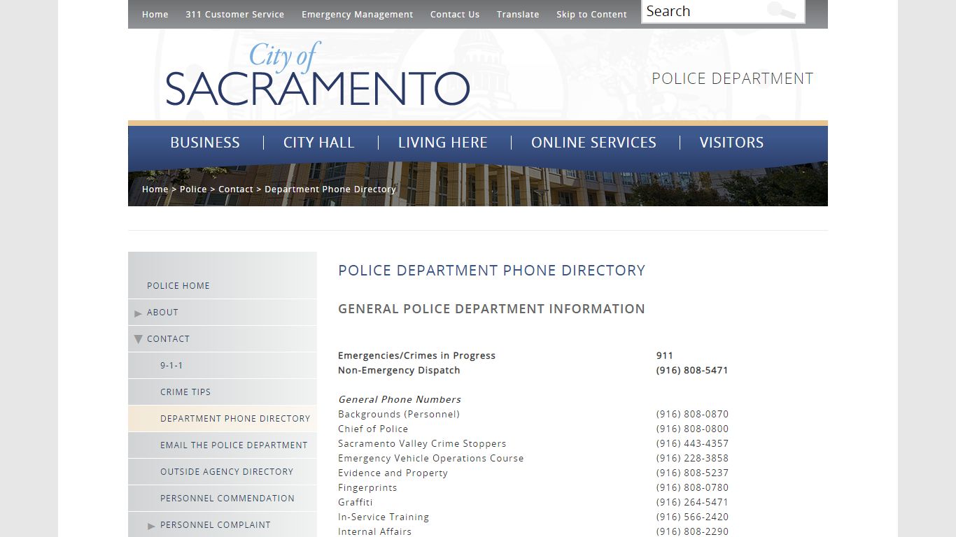 Department Phone Directory - City of Sacramento