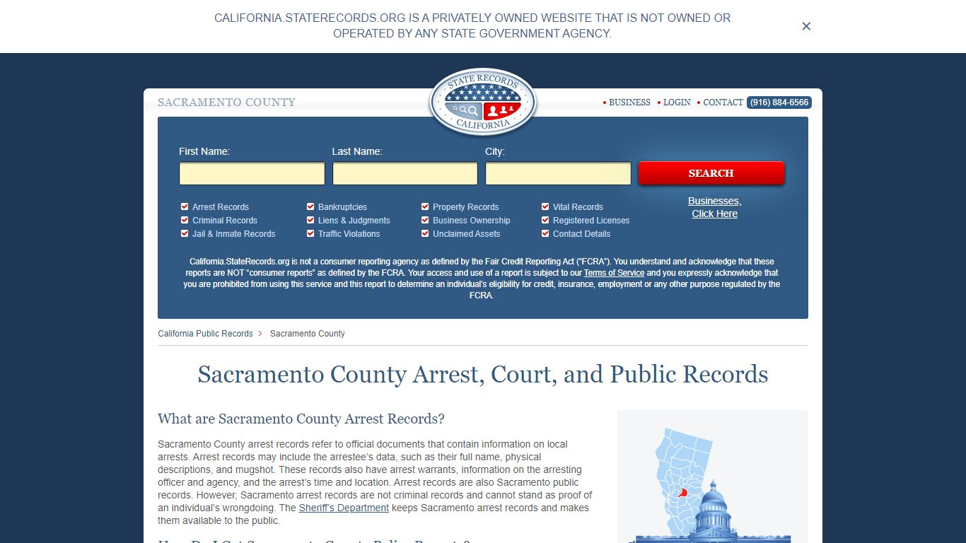 Sacramento County Arrest, Court, and Public Records